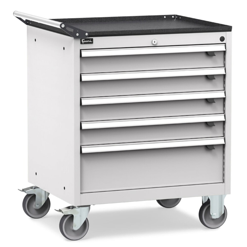Číslo obrázka výrobku 2: Zásuvková skriňa Fami FLEXA, 5 zásuviek, v × š × h 853 × 794 × 600 mm, svetlosivá
