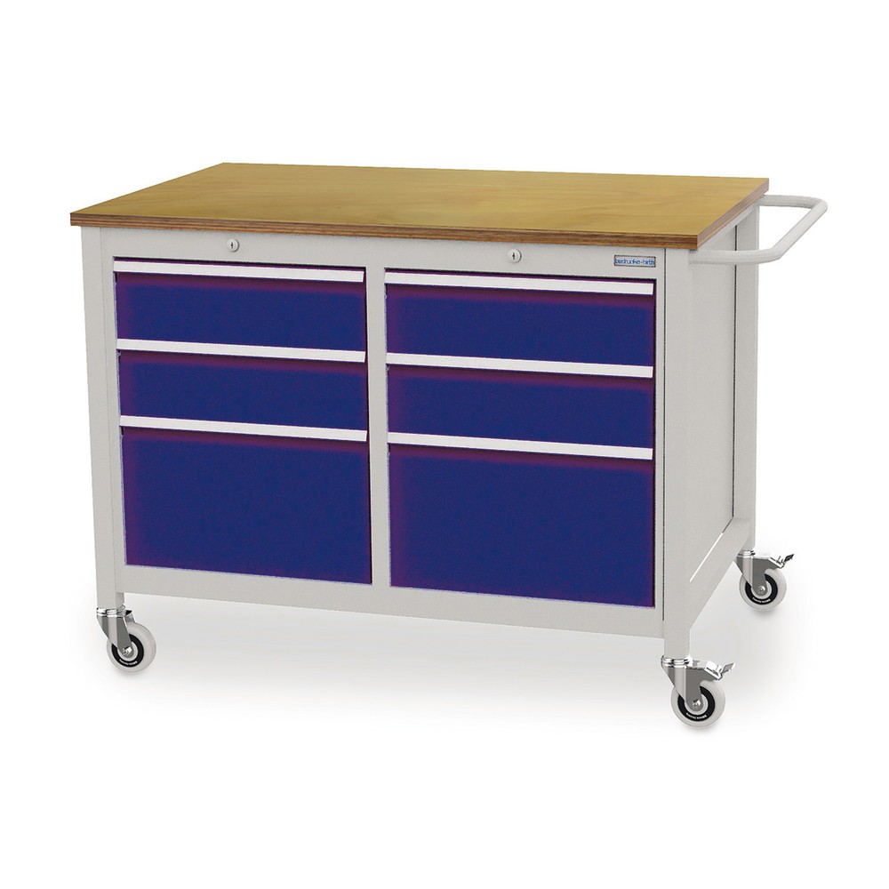 Číslo obrázka výrobku 1: Mobilný pracovný stôl Bedrunka+Hirth, 6 zásuviek, enciánová modrá