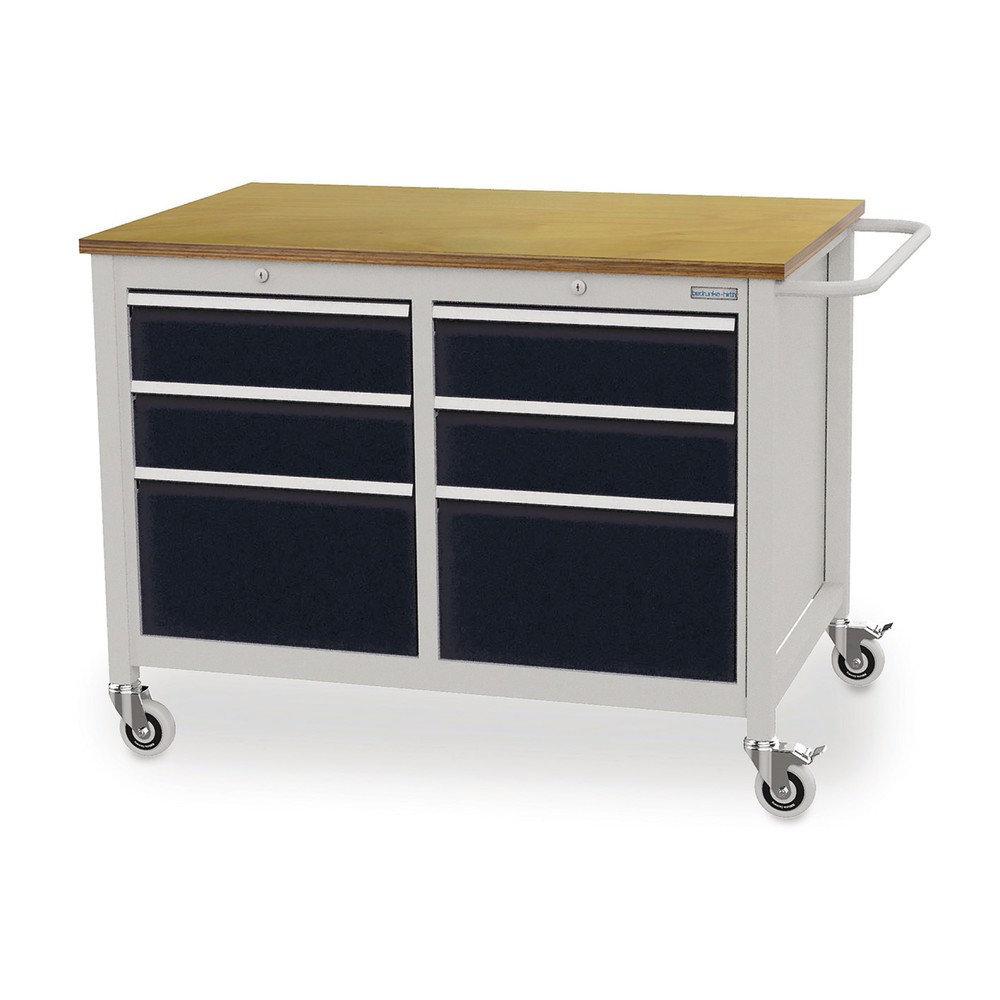 Číslo obrázka výrobku 1: Mobilný pracovný stôl Bedrunka+Hirth, 6 zásuviek, čierna