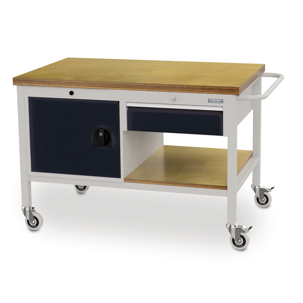 Číslo obrázka výrobku 1: Mobilný pracovný stôl Bedrunka+Hirth, skriňa, 1 zásuvka, čierna