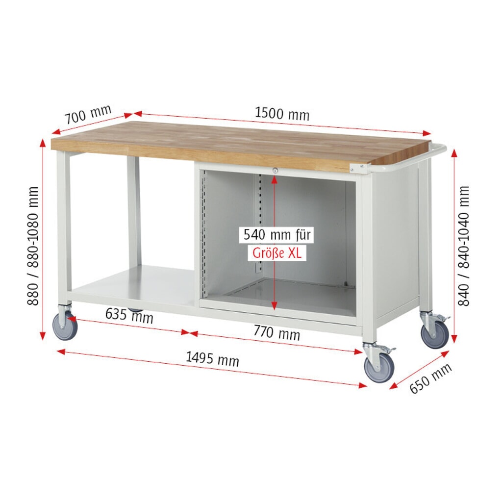 Mobilný pracovný stôl RAU série 8000, 1 odkladacie dno, v × š × h 880 × 1 500 × 700 mm, 5 zásuv. so 100 % vysunutím, nosnosť zásuv. 75 kg Číslo obrázka výrobku 5: Mobilný pracovný stôl RAU série 8000, 1 odkladacie dno, v × š × h 880 × 1 500 × 700 mm, 5 zásuv. so 100 % vysunutím, nosnosť zásuv. 75 kg