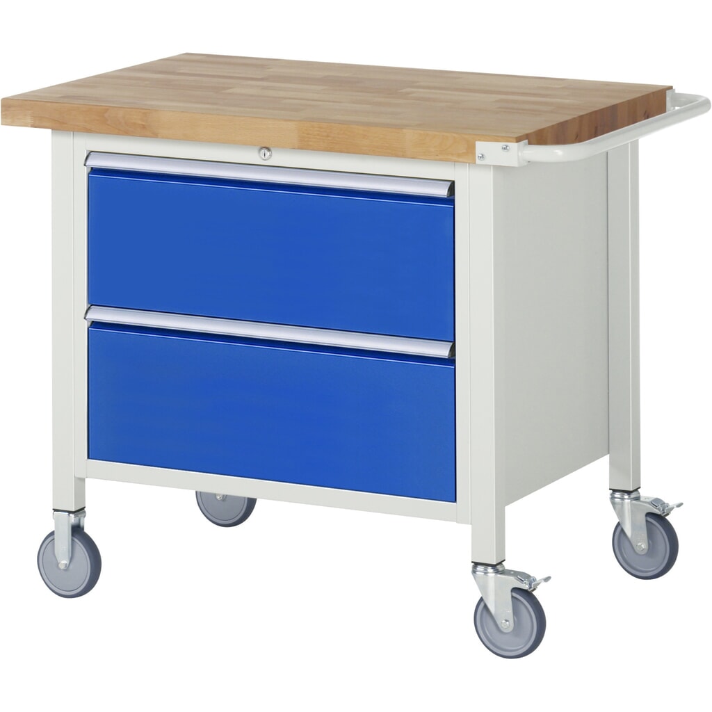 Mobilný pracovný stôl RAU série 8000, v × š × h 880 × 1 000 × 700 mm, 2 zásuv. s 90 % vysunutím, 2 × 270 mm, nosnosť zásuv. 75 kg Obrázok výrobku: Mobilný pracovný stôl RAU série 8000, v × š × h 880 × 1 000 × 700 mm, 2 zásuv. s 90 % vysunutím, 2 × 270 mm, nosnosť zásuv. 75 kg