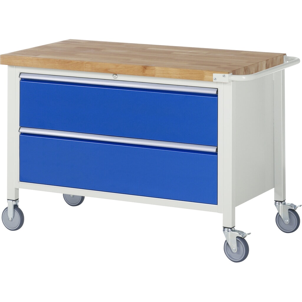 Mobilný pracovný stôl RAU série 8000, v × š × h 880 × 1 250 × 700 mm, 2 zásuv. s 90 % vysunutím, 2 × 270 mm, nosnosť zásuv. 50 kg Obrázok výrobku: Mobilný pracovný stôl RAU série 8000, v × š × h 880 × 1 250 × 700 mm, 2 zásuv. s 90 % vysunutím, 2 × 270 mm, nosnosť zásuv. 50 kg