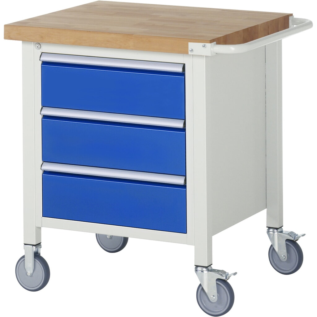 Pracovný stôl RAU série 8000, 1 kontajner, v × š × h 880 – 1 080 × 750 × 700 mm, 3 zásuviek, 3 × 180 mm Obrázok výrobku: Pracovný stôl RAU série 8000, 1 kontajner, v × š × h 880 – 1 080 × 750 × 700 mm, 3 zásuviek, 3 × 180 mm