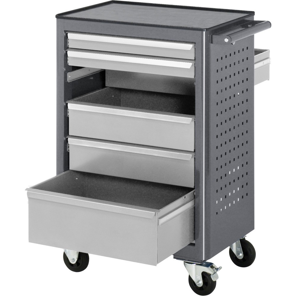 Číslo obrázka výrobku 3: Mobilný pracovný stôl RAU série adlatus, v × š × h 950 × 675 × 450 mm, 6 zásuv. 2 × 65, 3 × 125, 1 × 90 mm, pracovná doska z ABS