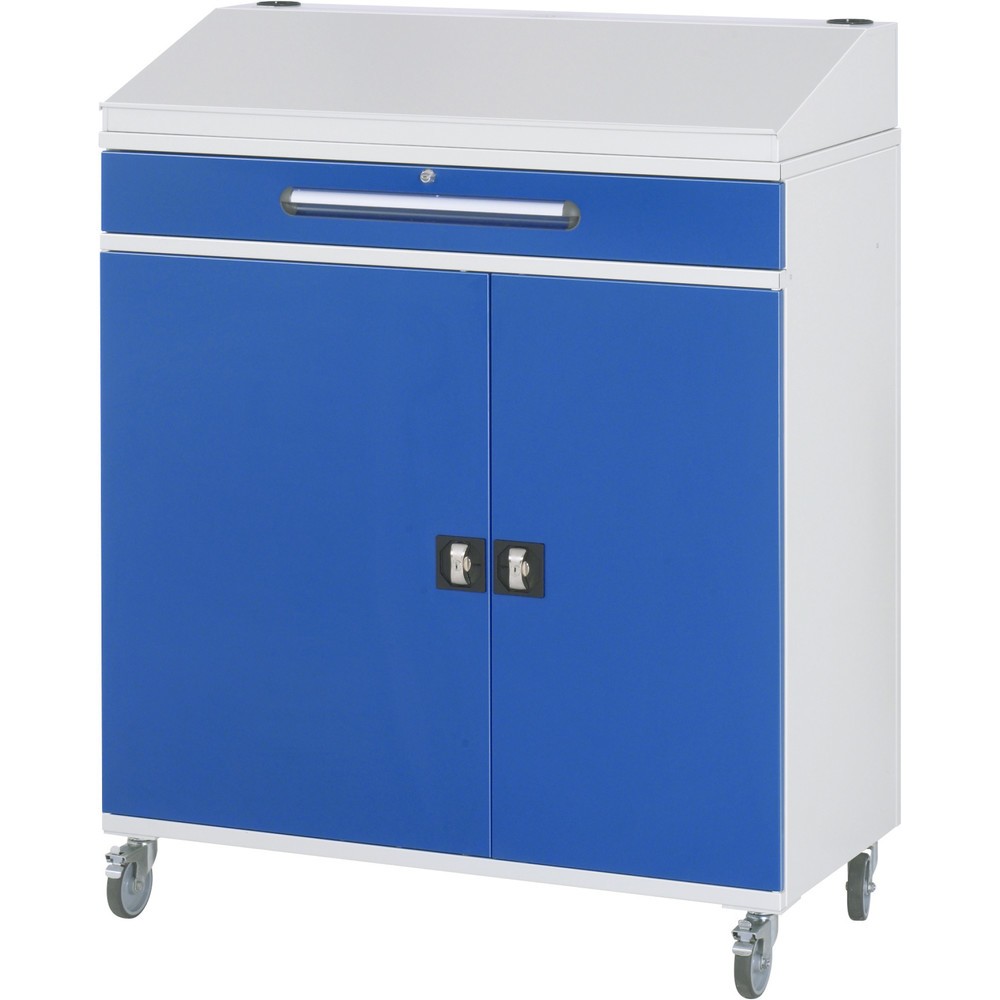 Číslo obrázka výrobku 3: Mobilný rečnícky pult RAU, v × š × h 1 235 – 1 345 × 1 100 × 520 mm, zásuv., 2 × 80, 1 × 120 mm