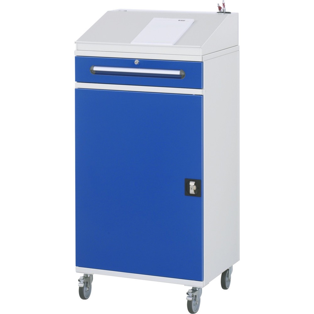 Číslo obrázka výrobku 2: Mobilný rečnícky pult RAU, v × š × h 1 235 – 1 345 × 650 × 520 mm, zásuv., 1 × 80, 1 × 120 mm