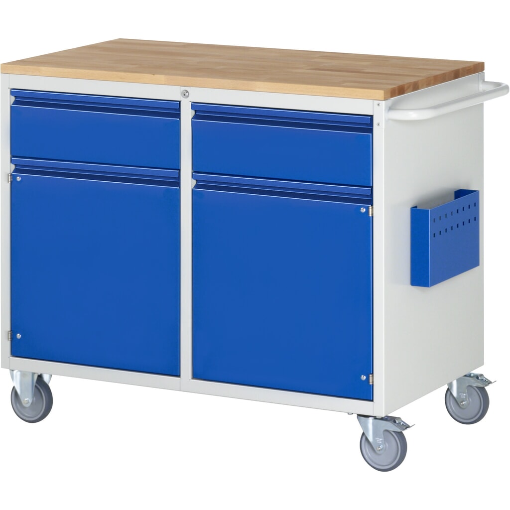 Montážny vozík RAU série 7000, v × š × h 975 × 1 145 × 650 mm, 2 krídlové dvere, 2 zásuv. 2 × 180 mm, buková pracovná doska Číslo obrázka výrobku 1: Montážny vozík RAU série 7000, v × š × h 975 × 1 145 × 650 mm, 2 krídlové dvere, 2 zásuv. 2 × 180 mm, buková pracovná doska