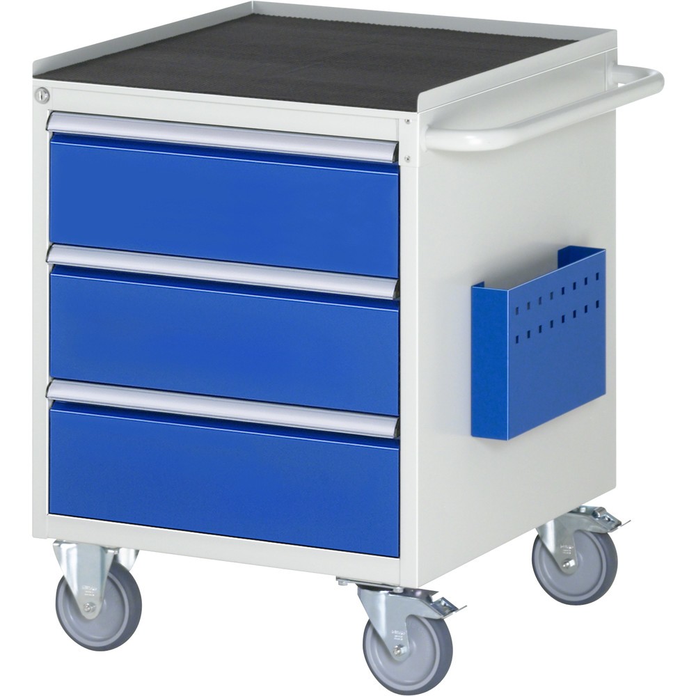 Číslo obrázka výrobku 1: Dielenský vozík RAU série 7 000, v × š × h 795 × 580 × 650 mm, s 3 zásuvkami veľkosti L, kovová povrchová plocha