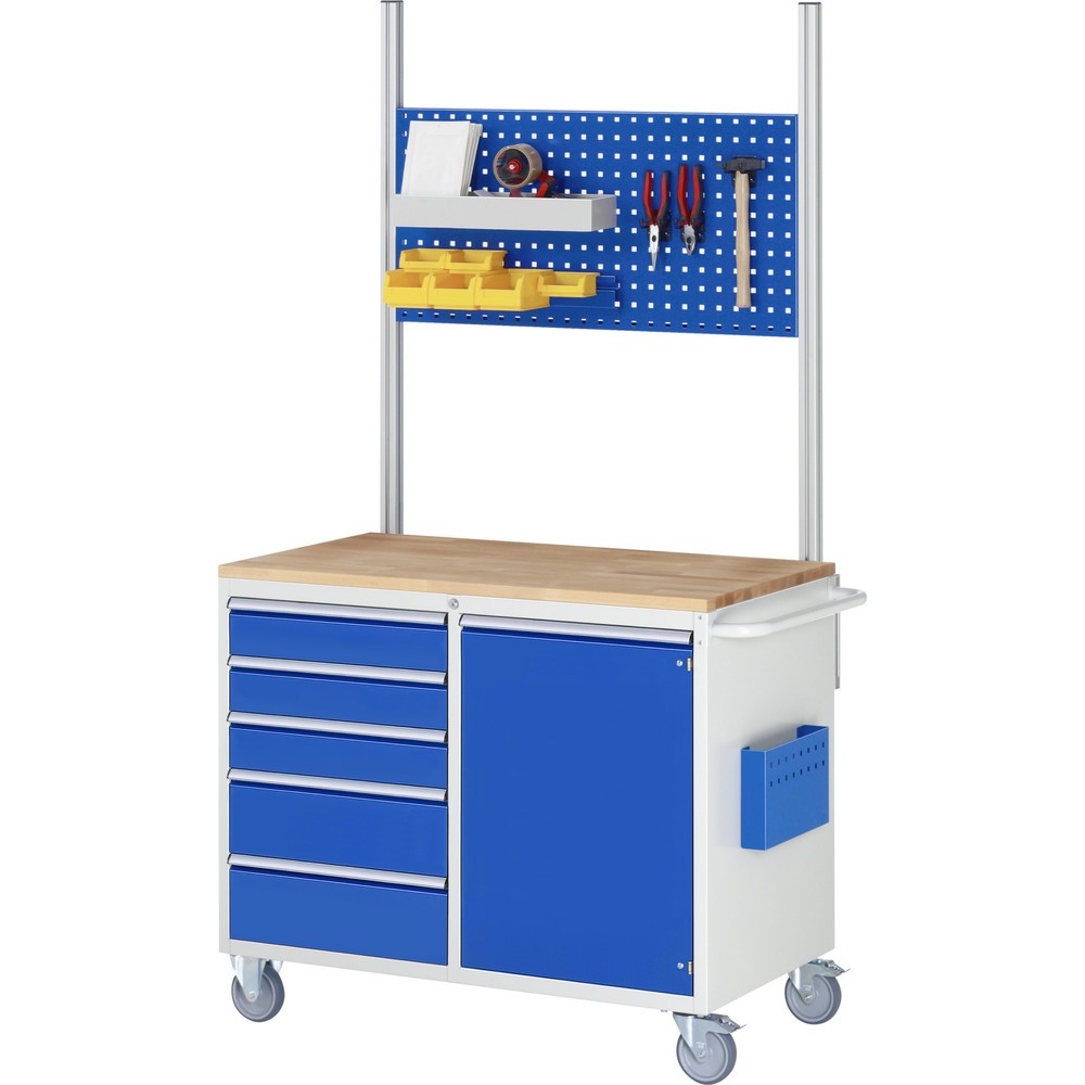 Číslo obrázka výrobku 5: Montážny vozík RAU série 7000, v × š × h 795 × 770 × 650 mm, 3 zásuv. 3 × 180 mm, kovová pracovná doska