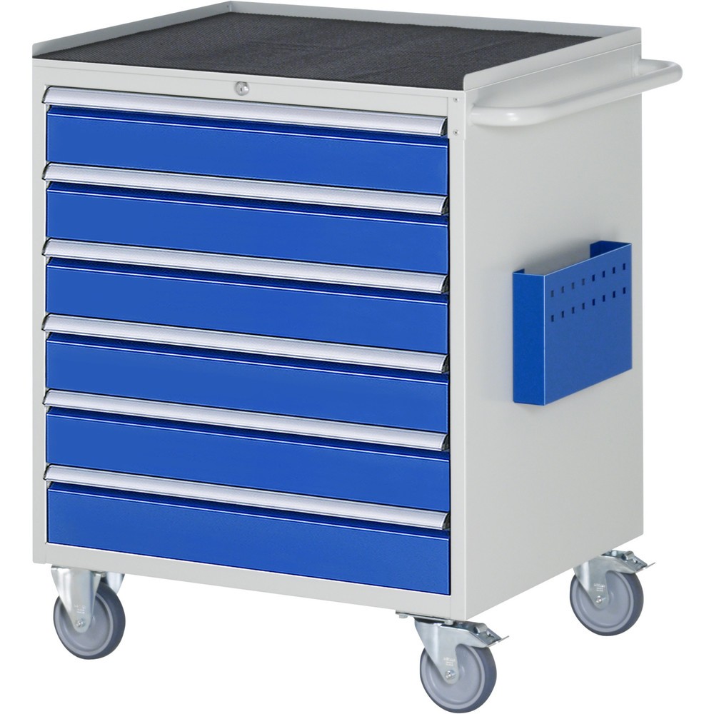 Číslo obrázka výrobku 1: Montážny vozík RAU série 7000, v × š × h 975 × 770 × 650 mm, 6 zásuv. 6 × 120 mm, kovová pracovná doska