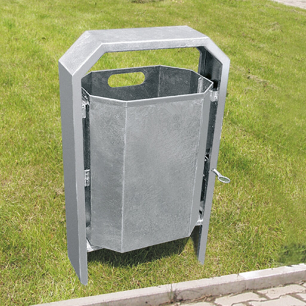 Nádoba na odpad, osemstranná, oceľový plech, 40 l Obrázok výrobku: Nádoba na odpad, osemstranná, oceľový plech, 40 l