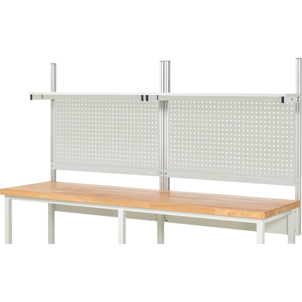 Nadstavba pracovného stola RAU, v × š × h 1 130 × 2 500 × 350 mm, s 2 policovými doskami s povrchom z melamínovej živice a 2 prídržnými lištami, kompletná súprava 01 pre šírku výrobku 2 500 mm Číslo obrázka výrobku 2: Nadstavba pracovného stola RAU, v × š × h 1 130 × 2 500 × 350 mm, s 2 policovými doskami s povrchom z melamínovej živice a 2 prídržnými lištami, kompletná súprava 01 pre šírku výrobku 2 500 mm