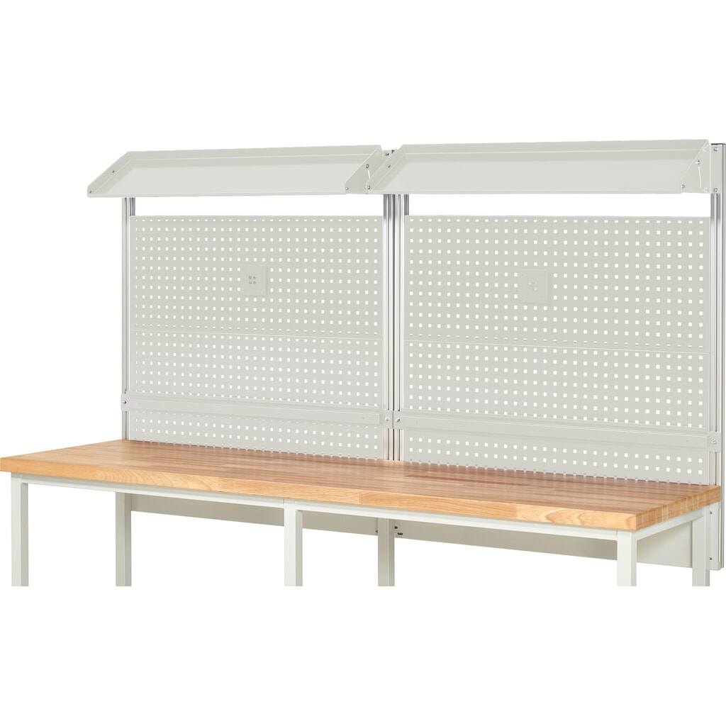 Nadstavba pracovného stola RAU, v × š × h 1 130 × 2 500 × 350 mm, s 2 naklápateľnými kovovými odkladacími lištami, 2 prídržnými lištami a 2 držiakmi plochej obrazovky, kompletná súprava 02 pre výrobok šírky Číslo obrázka výrobku 2: Nadstavba pracovného stola RAU, v × š × h 1 130 × 2 500 × 350 mm, s 2 naklápateľnými kovovými odkladacími lištami, 2 prídržnými lištami a 2 držiakmi plochej obrazovky, kompletná súprava 02 pre výrobok šírky