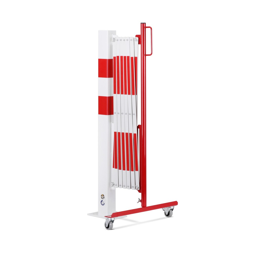 Číslo obrázka výrobku 2: Nožnicová mriežka s uzamykacím stĺpikom, priemer 60 mm, šírka 3 600 mm, červená/biela