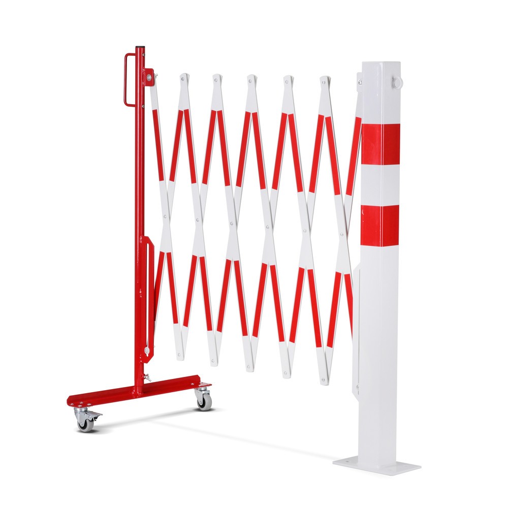 Číslo obrázka výrobku 6: Nožnicová mriežka s uzamykacím stĺpikom, priemer 60 mm, šírka 3 600 mm, červená/biela