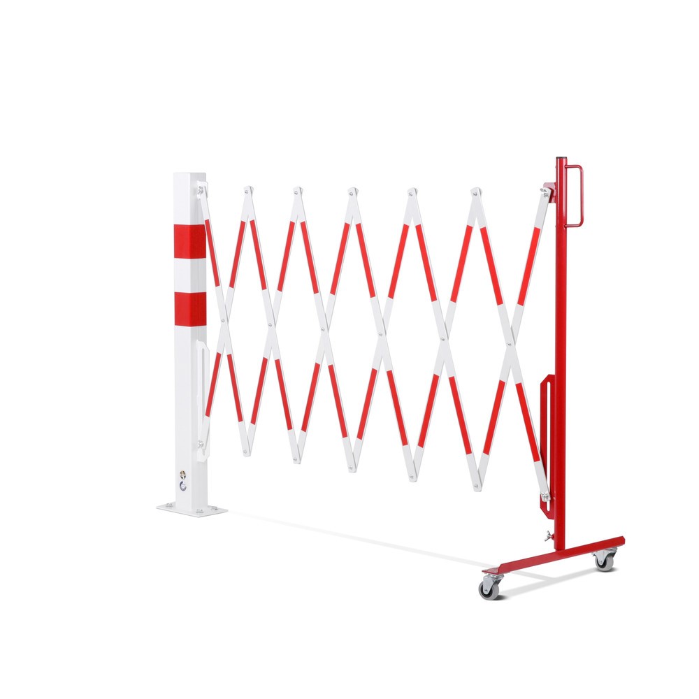 Číslo obrázka výrobku 10: Nožnicová mriežka s uzamykacím stĺpikom, priemer 60 mm, šírka 3 600 mm, červená/biela
