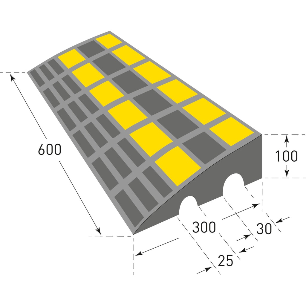 Číslo obrázka výrobku 2: MORAVIA obrubníková rampa, tvrdá guma, v × š × h 100 × 600 × 300 mm