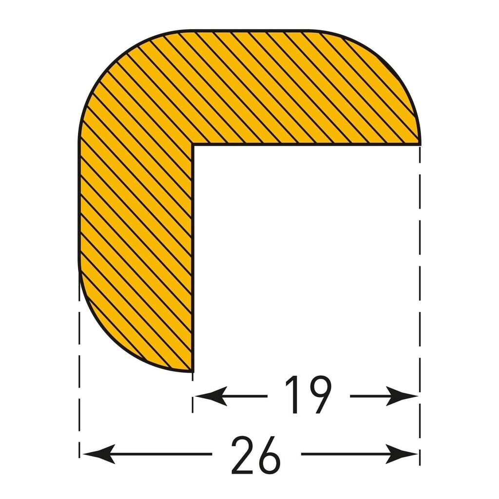 Číslo obrázka výrobku 3: Ochrana proti nárazu pre hrany MORAVIA, uholníkový tvar, samolepiaca, v × š 26 × 26 mm, dĺžka 1 m
