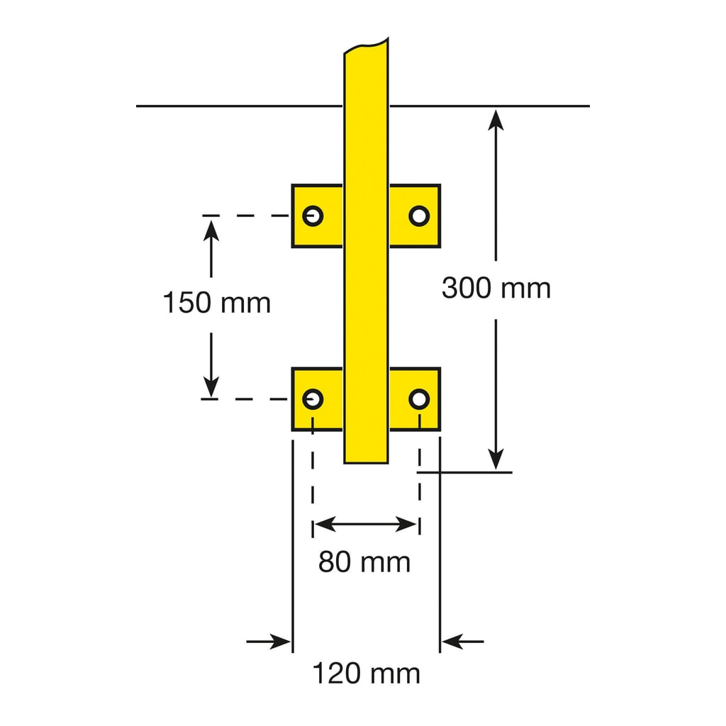 Ochranná tyč, vnútorná, bočné upevnenie, VxŠ 1.300 x 2.000 mm Číslo obrázka výrobku 4: Ochranná tyč, vnútorná, bočné upevnenie, VxŠ 1.300 x 2.000 mm