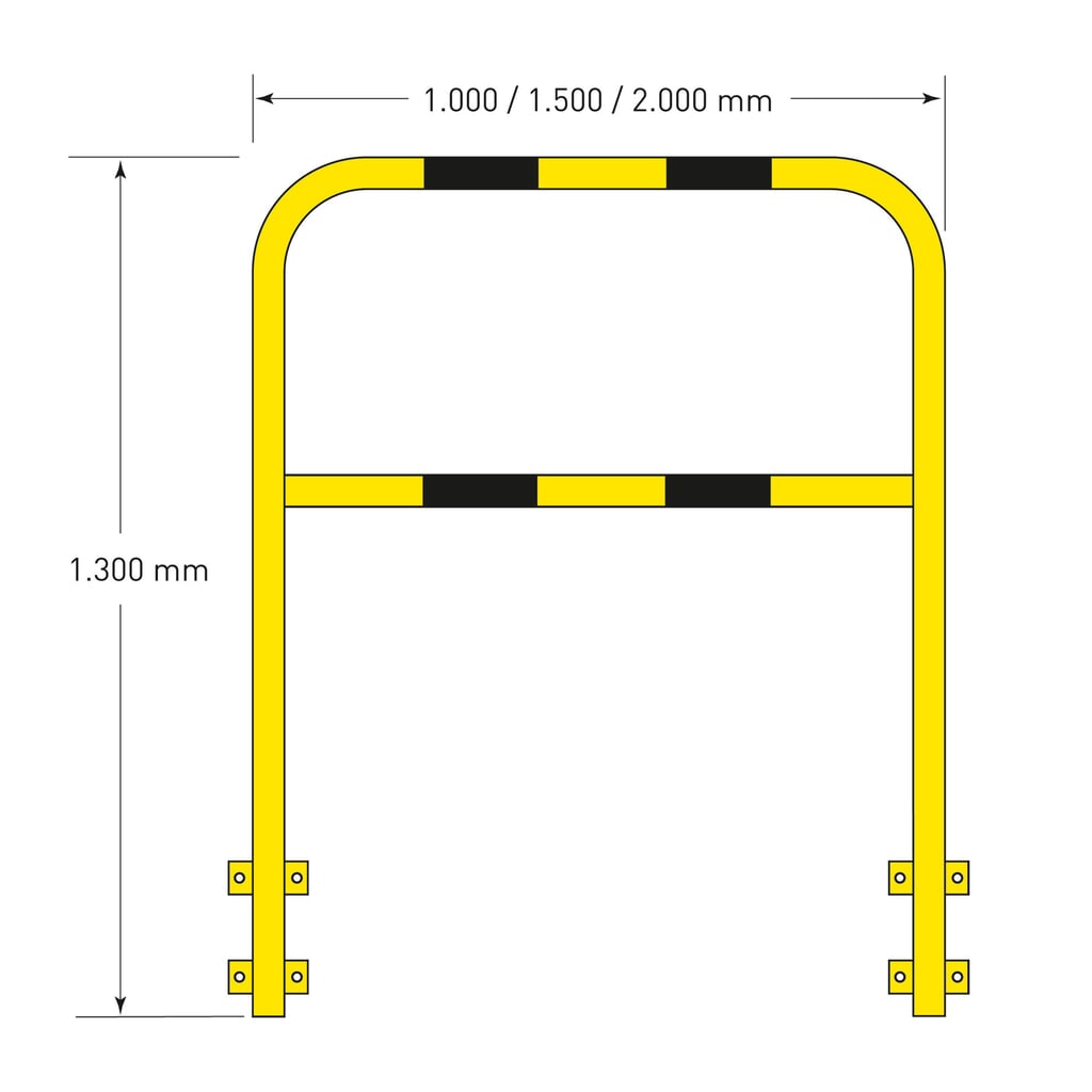 Ochranná tyč, vnútorná, bočné upevnenie, VxŠ 1.300 x 2.000 mm Číslo obrázka výrobku 5: Ochranná tyč, vnútorná, bočné upevnenie, VxŠ 1.300 x 2.000 mm