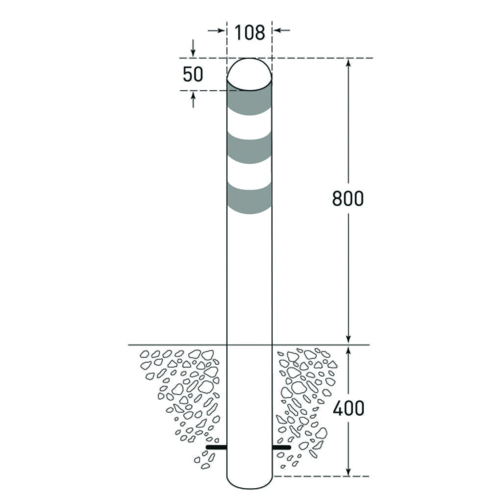 Číslo obrázka výrobku 2: Ochranný stĺpik pre nabíjacie stanice I, Ø 108 mm, výška 1200 mm, na nastavenie do betónu, ocele, bez odrazových krúžkov