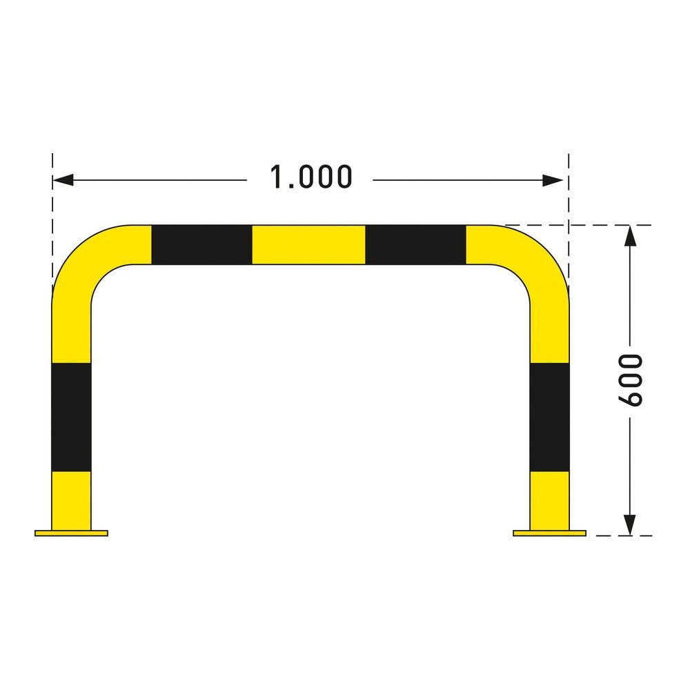 Číslo obrázka výrobku 4: Ochranný oblúk – použitie vo vonkajších priestoroch, Ø 76 mm, V x Š 600 x 1 000 mm