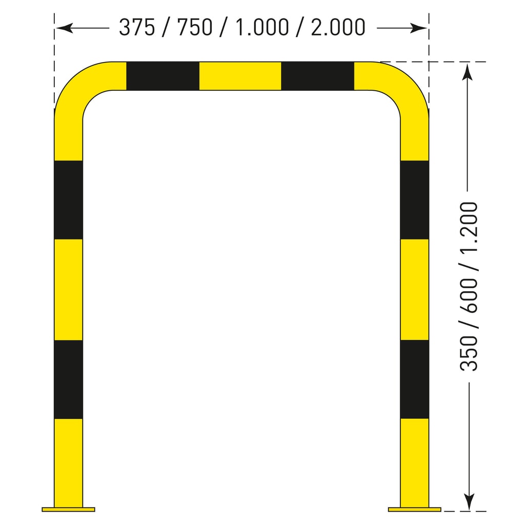 Ochranný oblúk – použitie vo vnútorných priestoroch, Ø 76 mm, V x Š 1 200 x 750 mm Číslo obrázka výrobku 4: Ochranný oblúk – použitie vo vnútorných priestoroch, Ø 76 mm, V x Š 1 200 x 750 mm