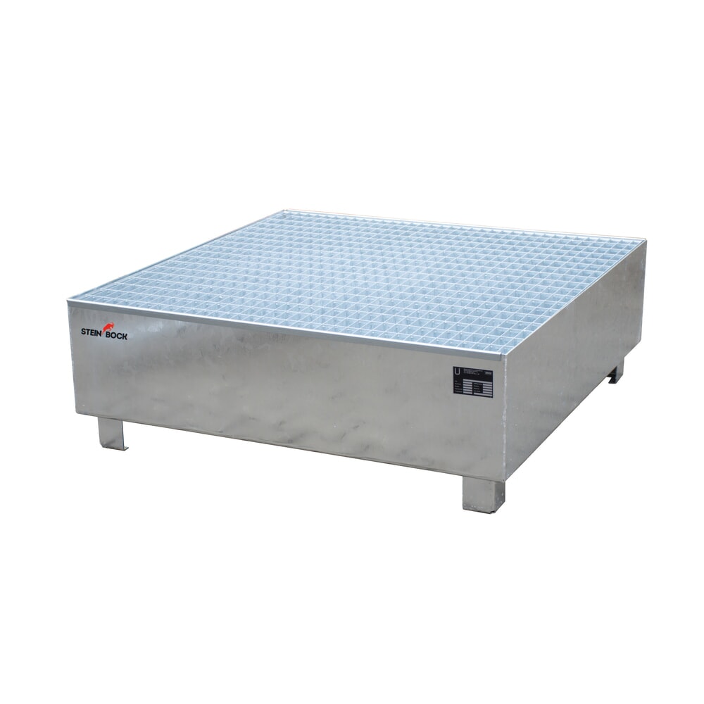 Obrázok výrobku: Odkvapkávacia vaňa Steinbock®, 4x 200 l, VxŠxH 410 x 1 200 x 1 200 mm, vrát. mriežkového roštu, žiarovo pozinkovaná