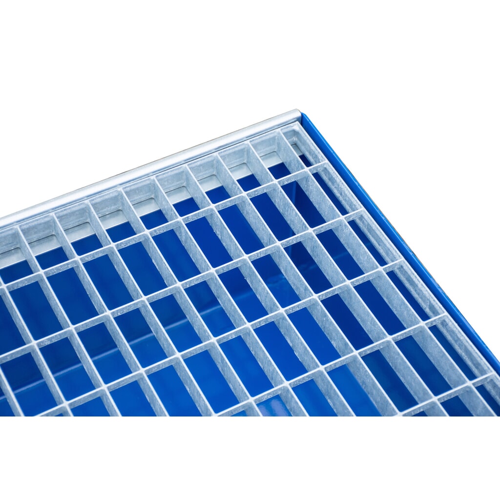 Steinbock® záchytná vaňa, 4 × 200 l, v × š × h 285 × 1 200 × 1 200 mm, vrátane mriežkovaného roštu, modrá Číslo obrázka výrobku 5: Steinbock® záchytná vaňa, 4 × 200 l, v × š × h 285 × 1 200 × 1 200 mm, vrátane mriežkovaného roštu, modrá