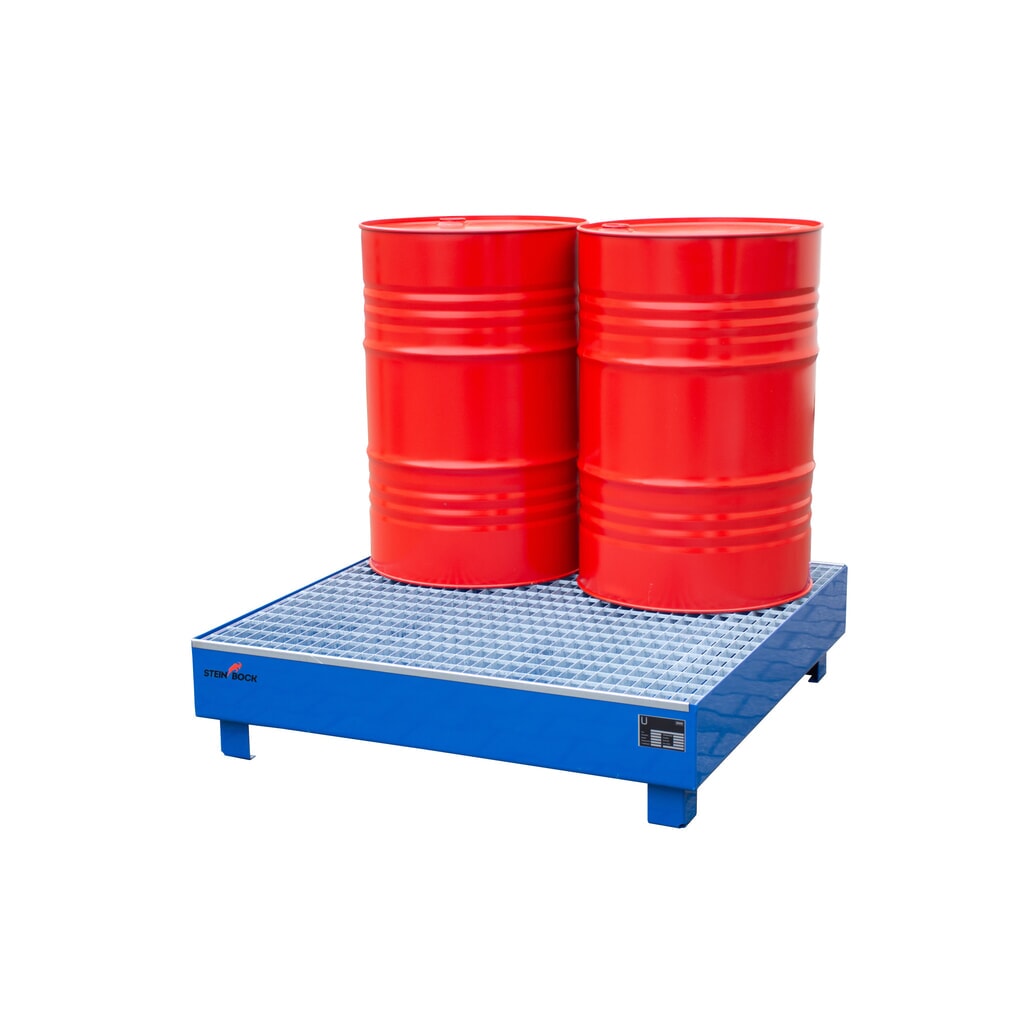 Steinbock® záchytná vaňa, 4 × 200 l, v × š × h 285 × 1 200 × 1 200 mm, vrátane mriežkovaného roštu, modrá Číslo obrázka výrobku 6: Steinbock® záchytná vaňa, 4 × 200 l, v × š × h 285 × 1 200 × 1 200 mm, vrátane mriežkovaného roštu, modrá