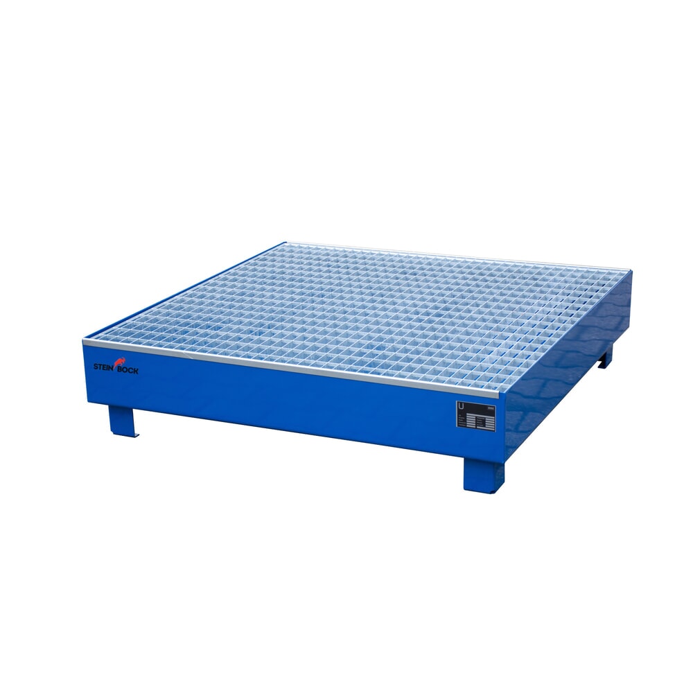 Obrázok výrobku: Odkvapkávacia vaňa Steinbock®, 4x 200 l, VxŠxH 285 x 1 200 x 1 200 mm, vrát. mriežkového roštu, modrá