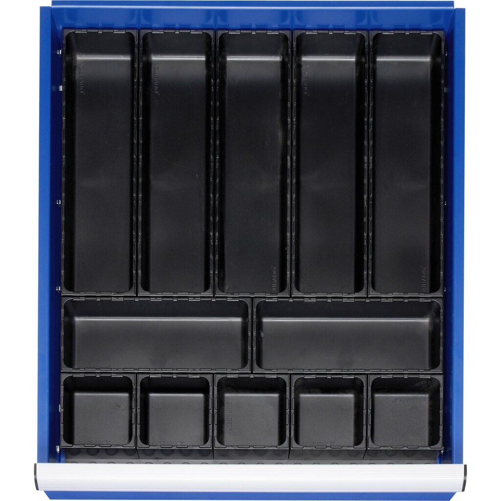 Organizér do zásuvky RAU, v × š × h 48 × 490 × 560 mm, s podlahovou doskou a 5 boxmi, veľkosť L pre čelnú výšku 60 – 360 mm Obrázok výrobku: Organizér do zásuvky RAU, v × š × h 48 × 490 × 560 mm, s podlahovou doskou a 5 boxmi, veľkosť L pre čelnú výšku 60 – 360 mm