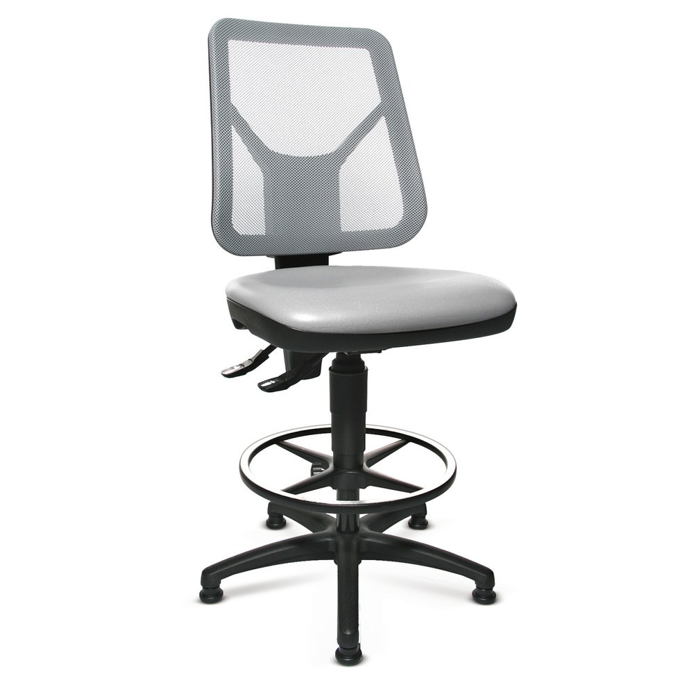 Číslo obrázka výrobku 1: Otočná stolička Topstar® Tec 80 PK, výška sedenia 590 – 840 mm, sieťové operadlo, podlahové klzáky, kruhová podnožka, čierna