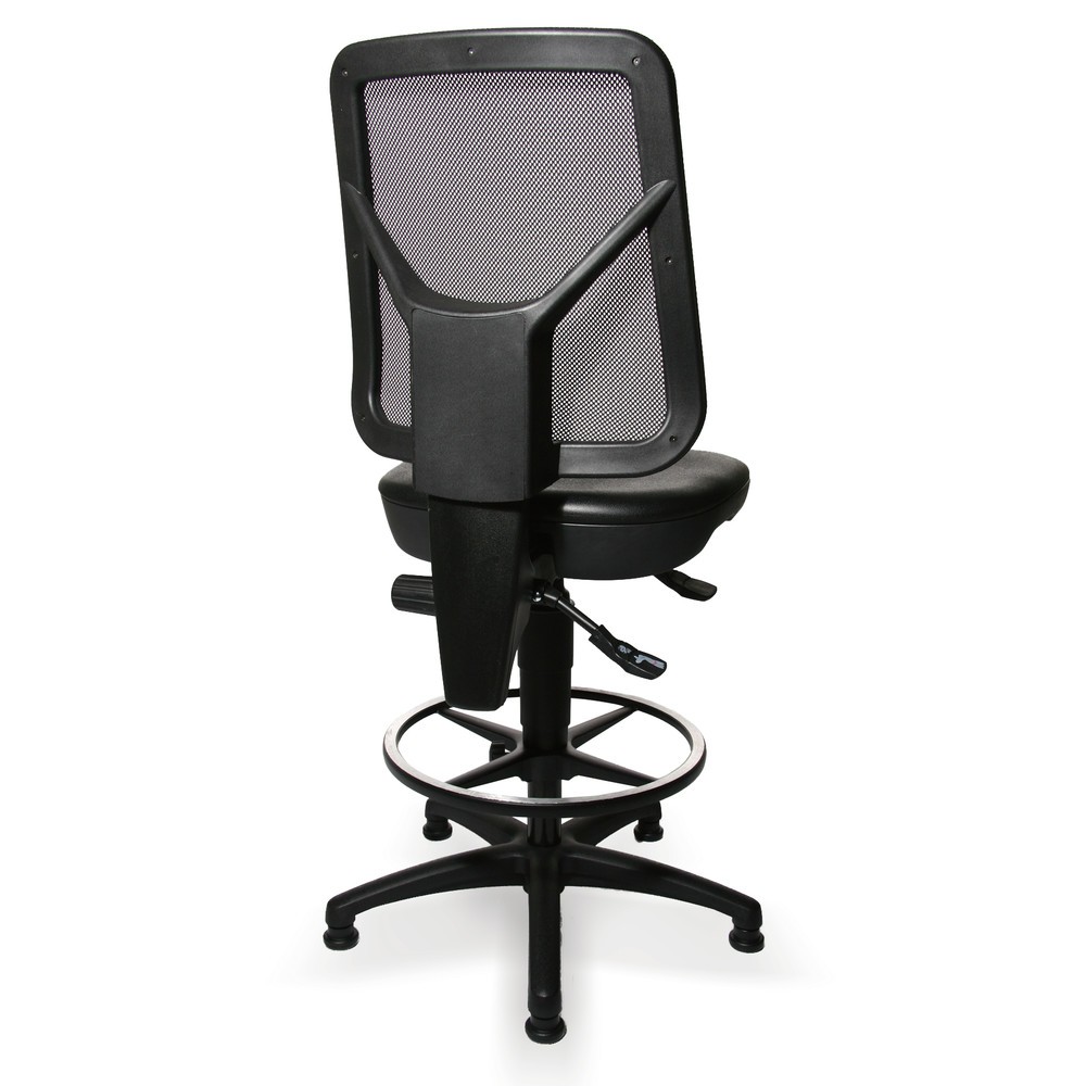 Číslo obrázka výrobku 2: Otočná stolička Topstar® Tec 80 PK, výška sedenia 590 – 840 mm, sieťové operadlo, podlahové klzáky, kruhová podnožka, čierna