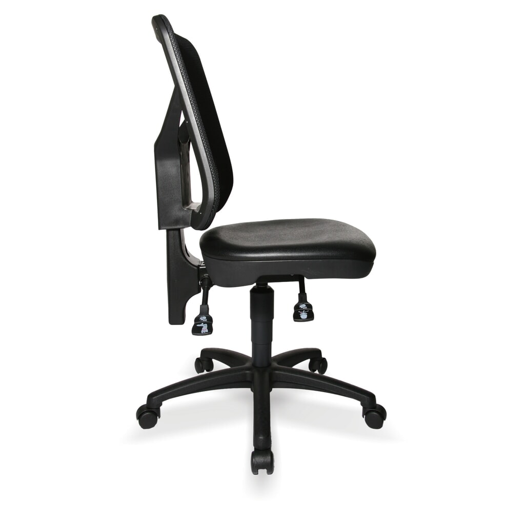 Číslo obrázka výrobku 3: Otočná stolička Topstar® Tec 80 PK, výška sedenia 410 – 530 mm, sieťované operadlo, kolieska, čierna farba