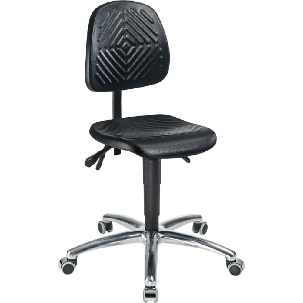 Obrázok výrobku: Otočná stolička chrómová II, výška sedadla 500-650 mm, pochrómovaná oceľová základňa, kolieska na tvrdé podlahy