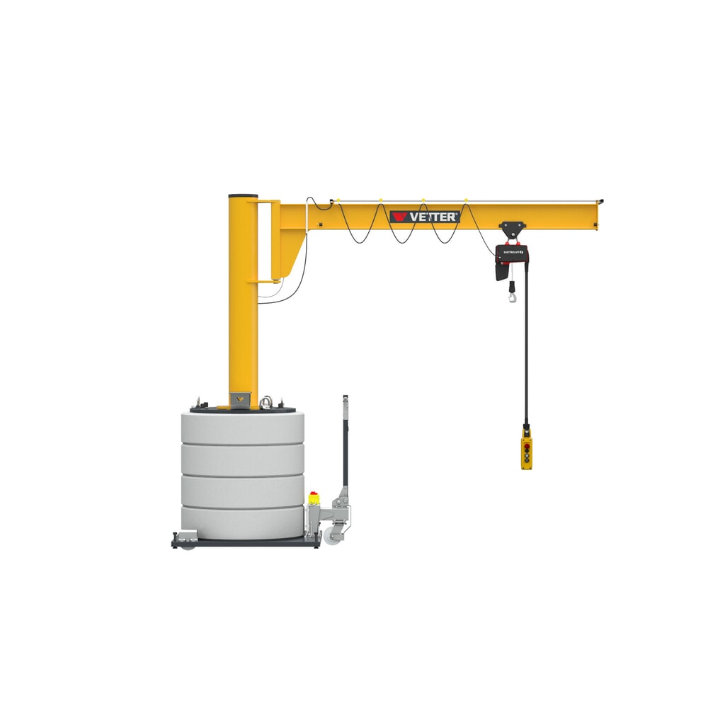 Otočný žeriav VETTER® vrát. elektrického kladkostroja LIFTKET, rozsah otáčania 270°, polomer 3 000 mm, nosnosť 125 kg Obrázok výrobku: Otočný žeriav VETTER® vrát. elektrického kladkostroja LIFTKET, rozsah otáčania 270°, polomer 3 000 mm, nosnosť 125 kg