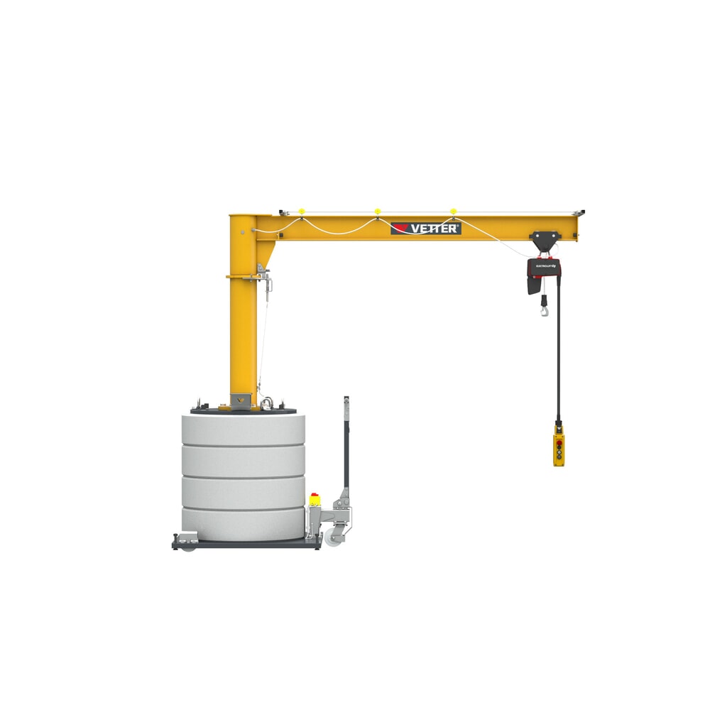 Otočný žeriav VETTER® vrát. elektrického kladkostroja LIFTKET, mobilné vyhotovenie, rozsah otáčania 360°, polomer 4 000 mm, nosnosť 125 kg Číslo obrázka výrobku 1: Otočný žeriav VETTER® vrát. elektrického kladkostroja LIFTKET, mobilné vyhotovenie, rozsah otáčania 360°, polomer 4 000 mm, nosnosť 125 kg
