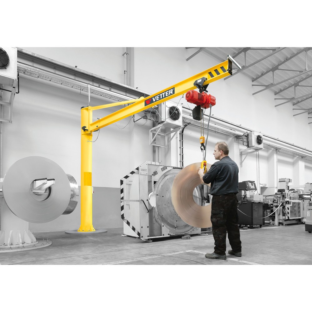 Číslo obrázka výrobku 4: Otočný žeriav VETTER® s elektrickým kladkostrojom LIFTKET, nástenné vyhotovenie s podperou, polomer 3 000 mm, nosnosť 125 kg