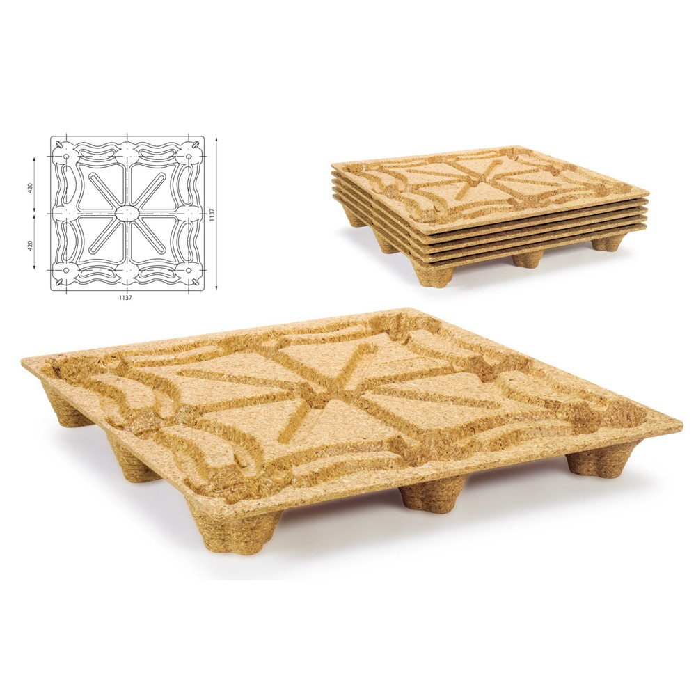 Číslo obrázka výrobku 2: Stlačená drevená paleta, kontajnerový formát, 1140 x 1,140 mm, dyn. nosnosť 1 250 kg, 9 stôp