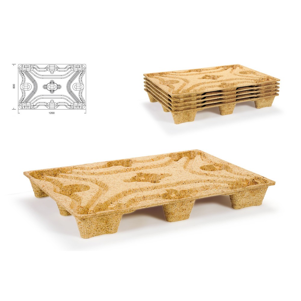 Číslo obrázka výrobku 2: Stlačená drevená paleta, formát Euro, dxš 600 x 800 mm, dyn. tk 500 kg, 6 stôp