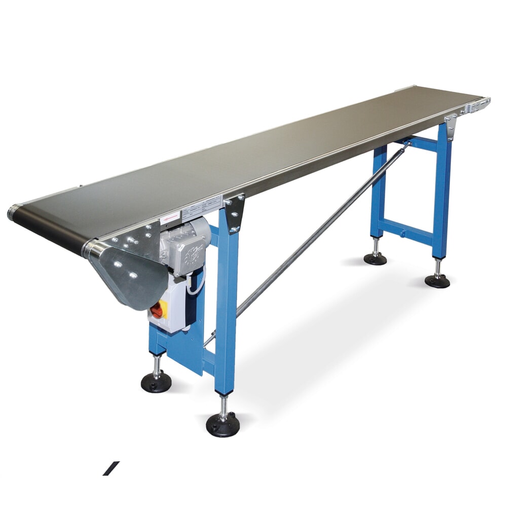 Pásový dopravník max. 15 kg/m, šírka pása 100 mm, dĺžka 1 m Obrázok výrobku: Pásový dopravník max. 15 kg/m, šírka pása 100 mm, dĺžka 1 m