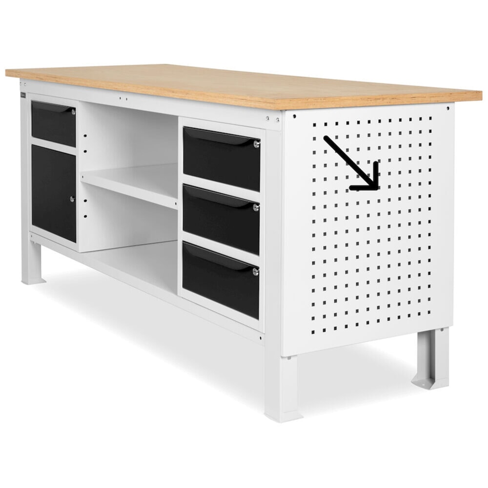 Číslo obrázka výrobku 3: Bočná perforovaná doska pre pracovné stoly Fami, V x Š x H 669 x 610 x 18 mm, RAL 7035