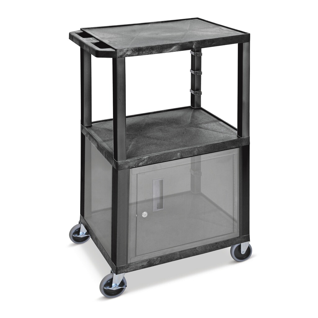 Plastový prepravný vozík, 3 poschodia, nosnosť 150 kg, čierny Obrázok výrobku: Plastový prepravný vozík, 3 poschodia, nosnosť 150 kg, čierny