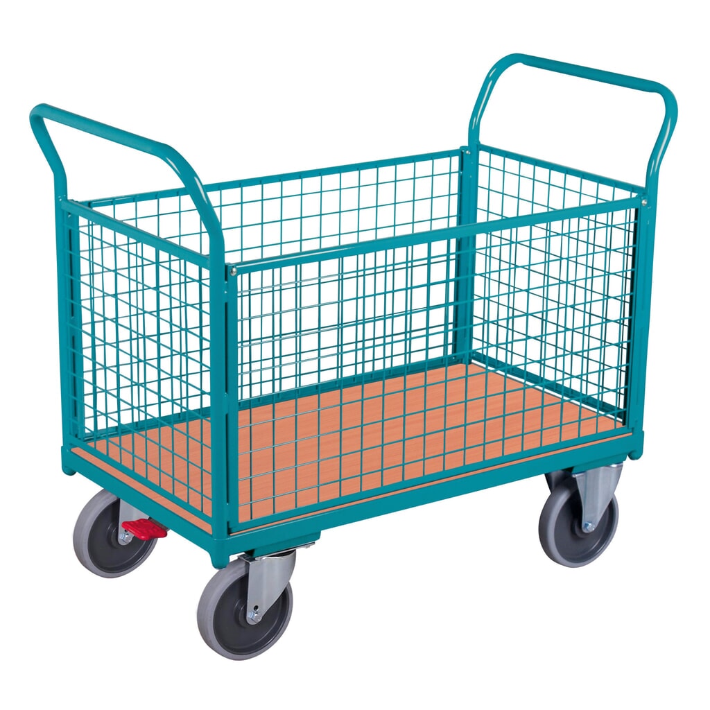 Plošinový vozík Ameise®, 4-stranný s mriežkovými stenami, ložná plocha Š x H 652 x 1.000 mm Obrázok výrobku: Plošinový vozík Ameise®, 4-stranný s mriežkovými stenami, ložná plocha Š x H 652 x 1.000 mm