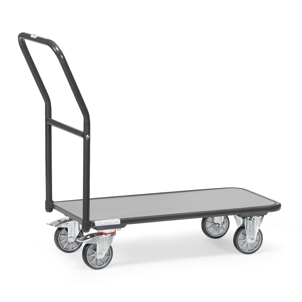 Plošinový vozík fetra® s drevenou nakladacou plochou š x h 600 x 1000 mm, nosnosť 250 kg Obrázok výrobku: Plošinový vozík fetra® s drevenou nakladacou plochou š x h 600 x 1000 mm, nosnosť 250 kg