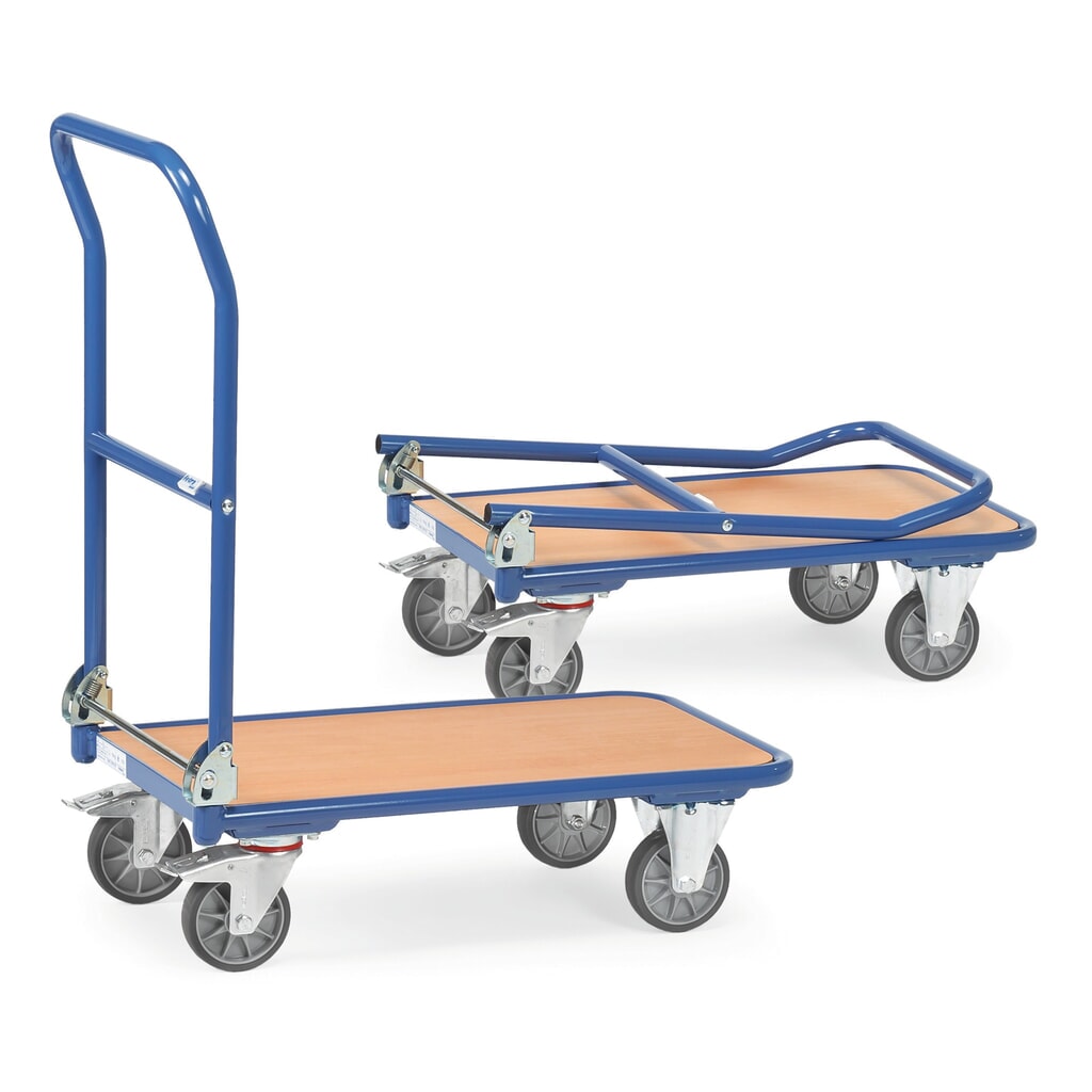 Plošinový vozík fetra® s drevenou ložnou plochou, závesná konzola, Š x H 600 x 900 mm, nosnosť 250 kg Obrázok výrobku: Plošinový vozík fetra® s drevenou ložnou plochou, závesná konzola, Š x H 600 x 900 mm, nosnosť 250 kg