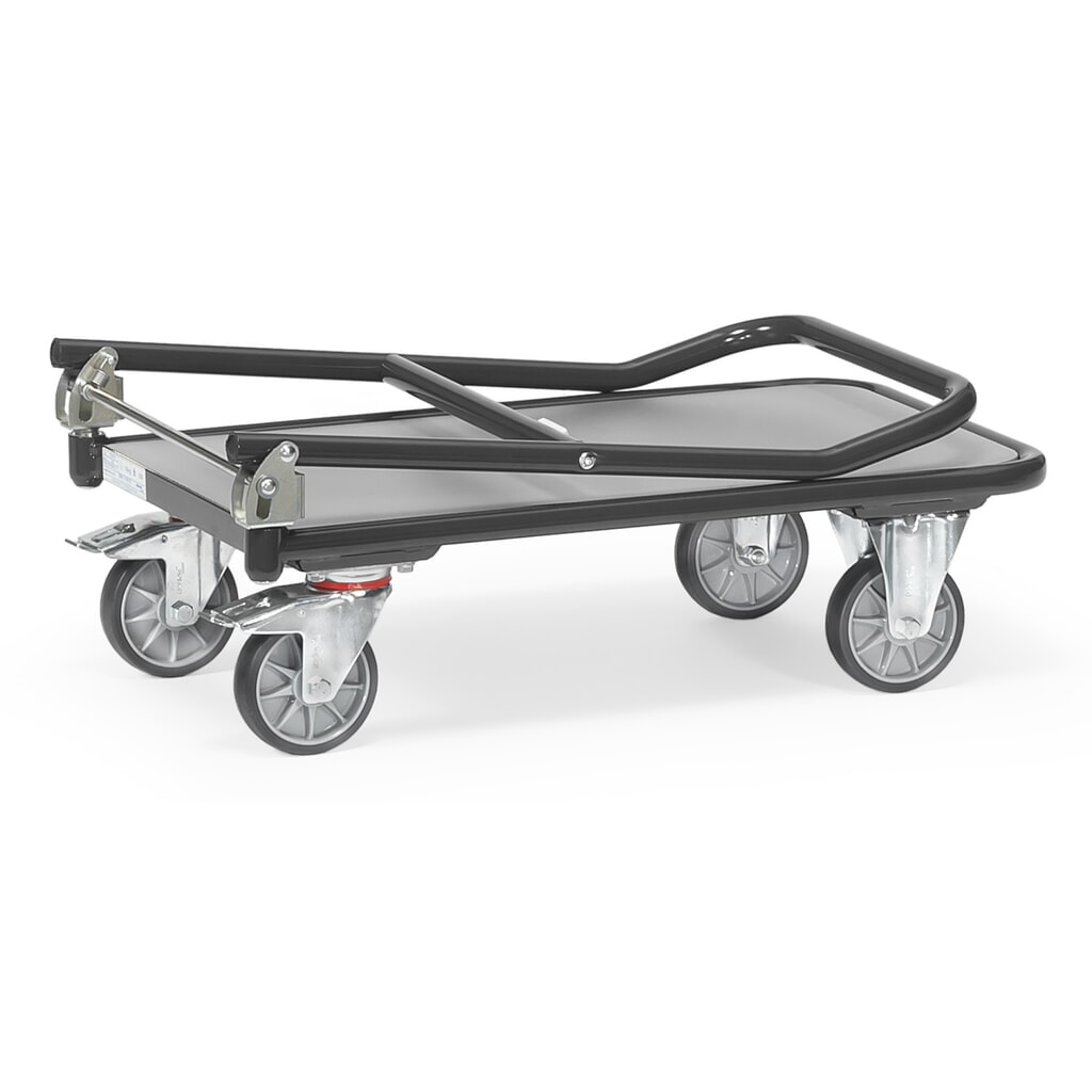 Plošinový vozík fetra® s drevenou ložnou plochou, závesná konzola, Š x H 600 x 900 mm, nosnosť 250 kg, antracitovo sivá Číslo obrázka výrobku 3: Plošinový vozík fetra® s drevenou ložnou plochou, závesná konzola, Š x H 600 x 900 mm, nosnosť 250 kg, antracitovo sivá