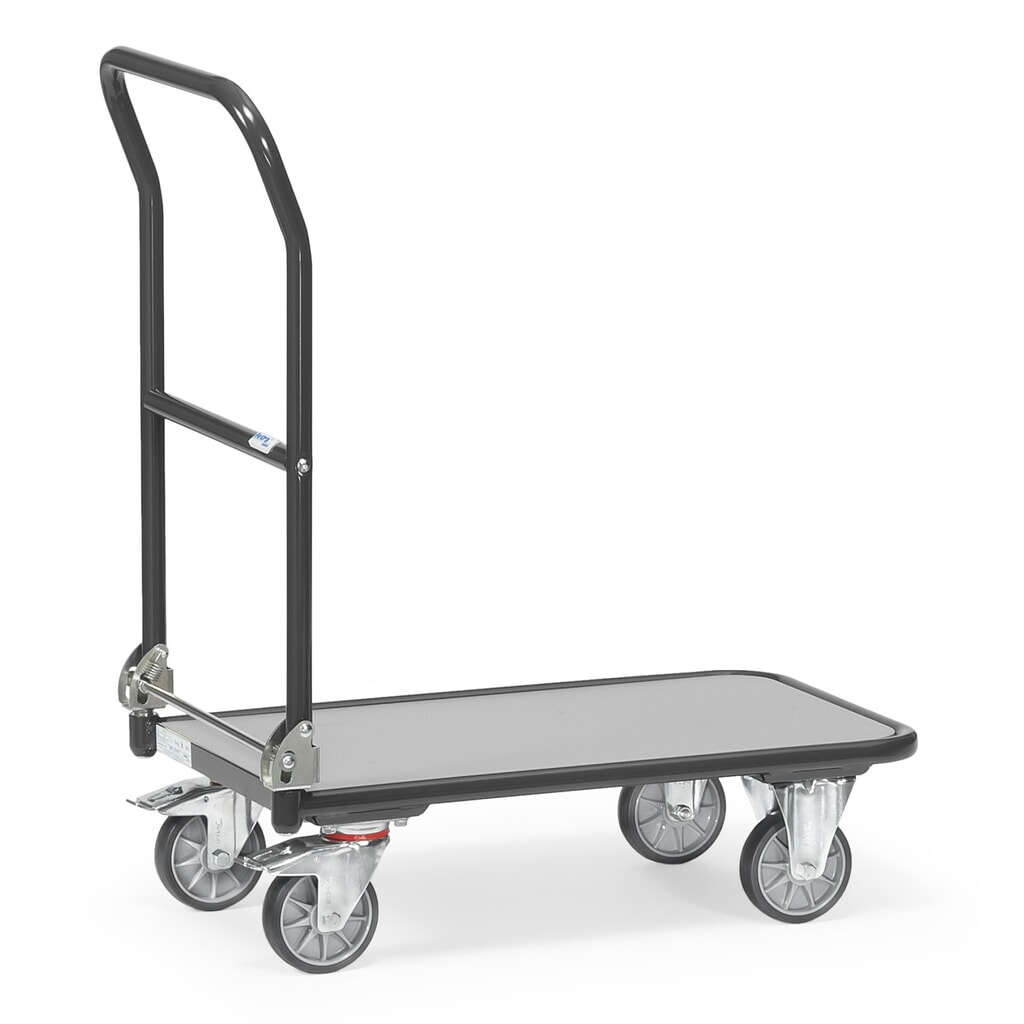 Plošinový vozík fetra® s drevenou ložnou plochou, závesná konzola, Š x H 600 x 900 mm, nosnosť 250 kg, antracitovo sivá Obrázok výrobku: Plošinový vozík fetra® s drevenou ložnou plochou, závesná konzola, Š x H 600 x 900 mm, nosnosť 250 kg, antracitovo sivá